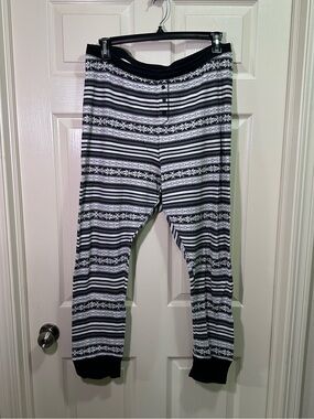 Old Navy Thermal Knit Pajama Lounge Pants Size XXL Black Fair Isle Snowflake